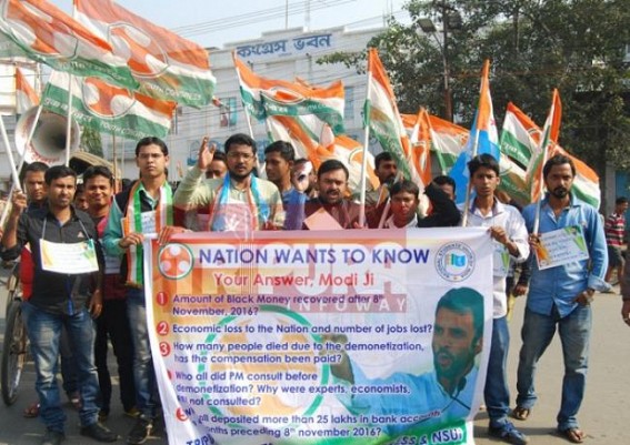 Demonetization : Tripura Congress woke up with 150 protesters